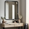 thumbnail image 4 of Magnifique Rectangle Arc Wall Mirror with Wood Frame for Bathroom Vanity 24" x 36",Black, 4 of 8