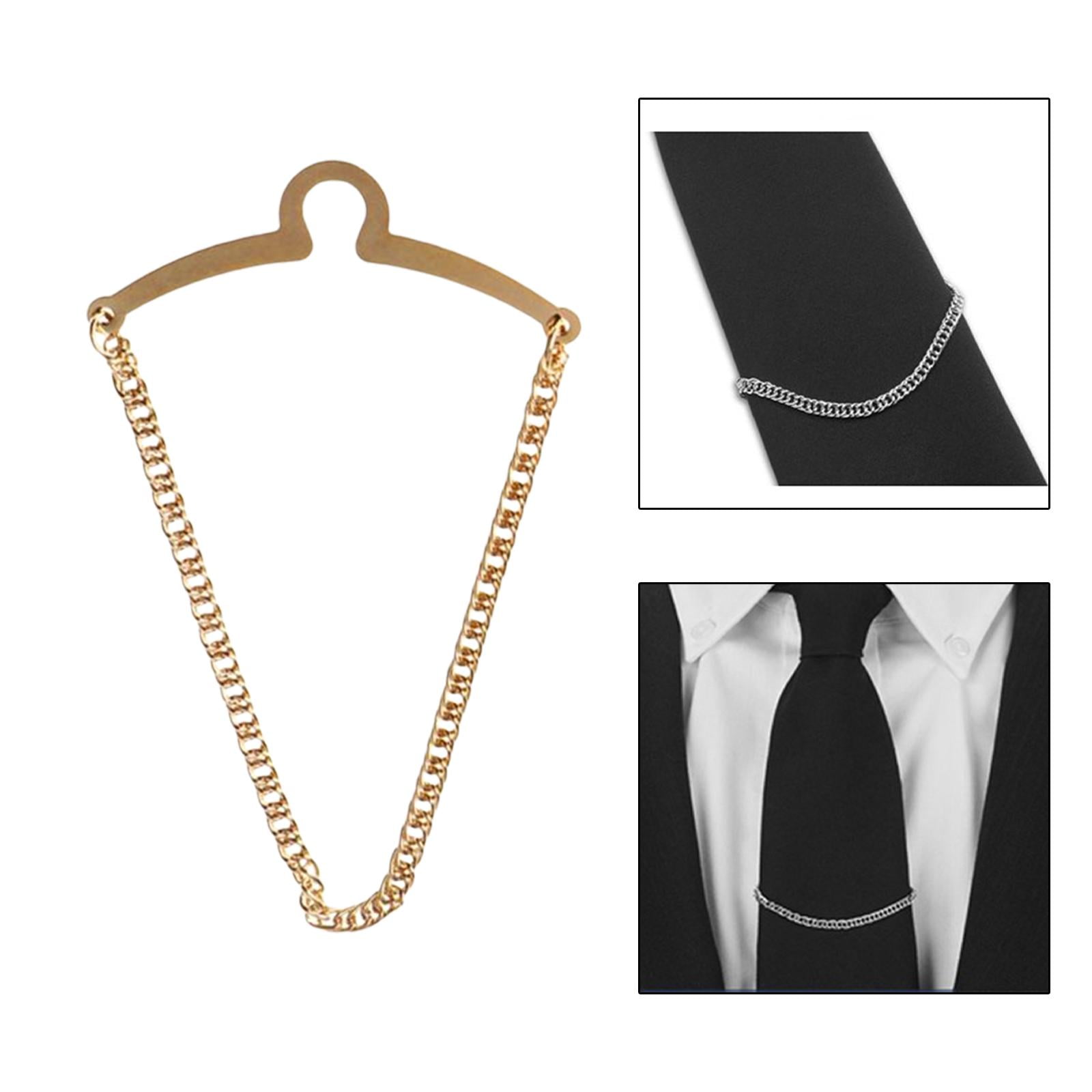 Necktie Chain Lapel Mens Tie Clip Chain Windbreak Fixed Shirts Brooch  Wedding Business Gift Neck Tie U-chain Clips Accessories