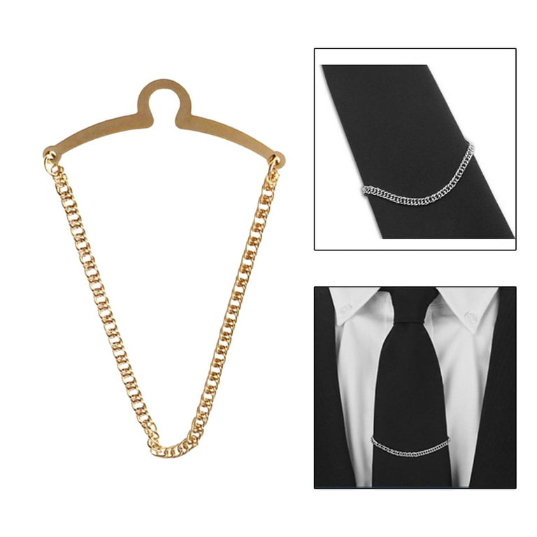 Round Twist Knot Tie Tack with Chain Metal Gold Color Necktie Pin For Men  Wedding Shirt Jewelry