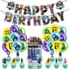 48 Pcs Fortnite Party Supplies, Video Fortnit Game Birthday Party Decorations Include Birthday Banner, Latex Balloons, Cake Cupcake Toppers for Kids Boys Game Party Decorations