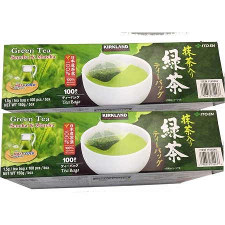 Kirkland Signature Ito En Matcha Blend (Green Tea), 100% Japanese Green Tea Leaves, Box of 100 Tea Bags (Pack of 2 Boxes)