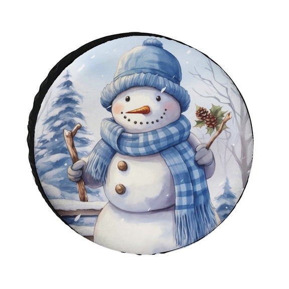 Camping Spare Tire Cover Snowman with Scarf Let It Snow Wheel Protectors Tire Covers Weatherproof Wheel Covers Christmas Winter Snowman Tire Cover Fit for SUV Truck Travel Trailer 12inch