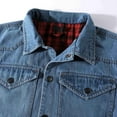 thumbnail image 5 of Gmluru Men's Winter Oversize Plaid Jacket Denim Long Sleeve Hoodless Coat Outwear Plus Size, 5 of 9