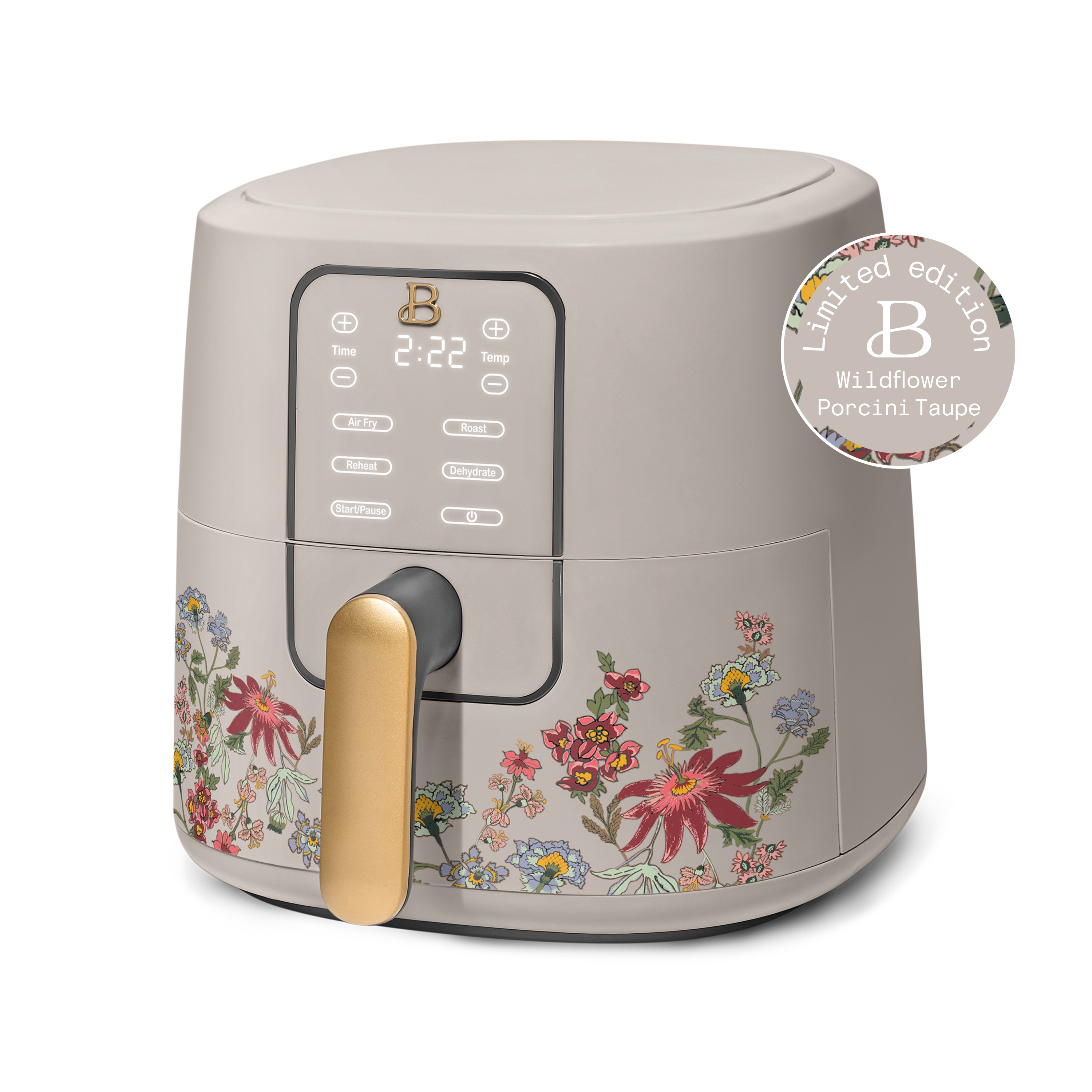 Beautiful 6 Qt Air Fryer with TurboCrisp Technology, EverGood Ceramic Nonstick Coating, Wildflower Porcini Taupe by Drew Barrymore