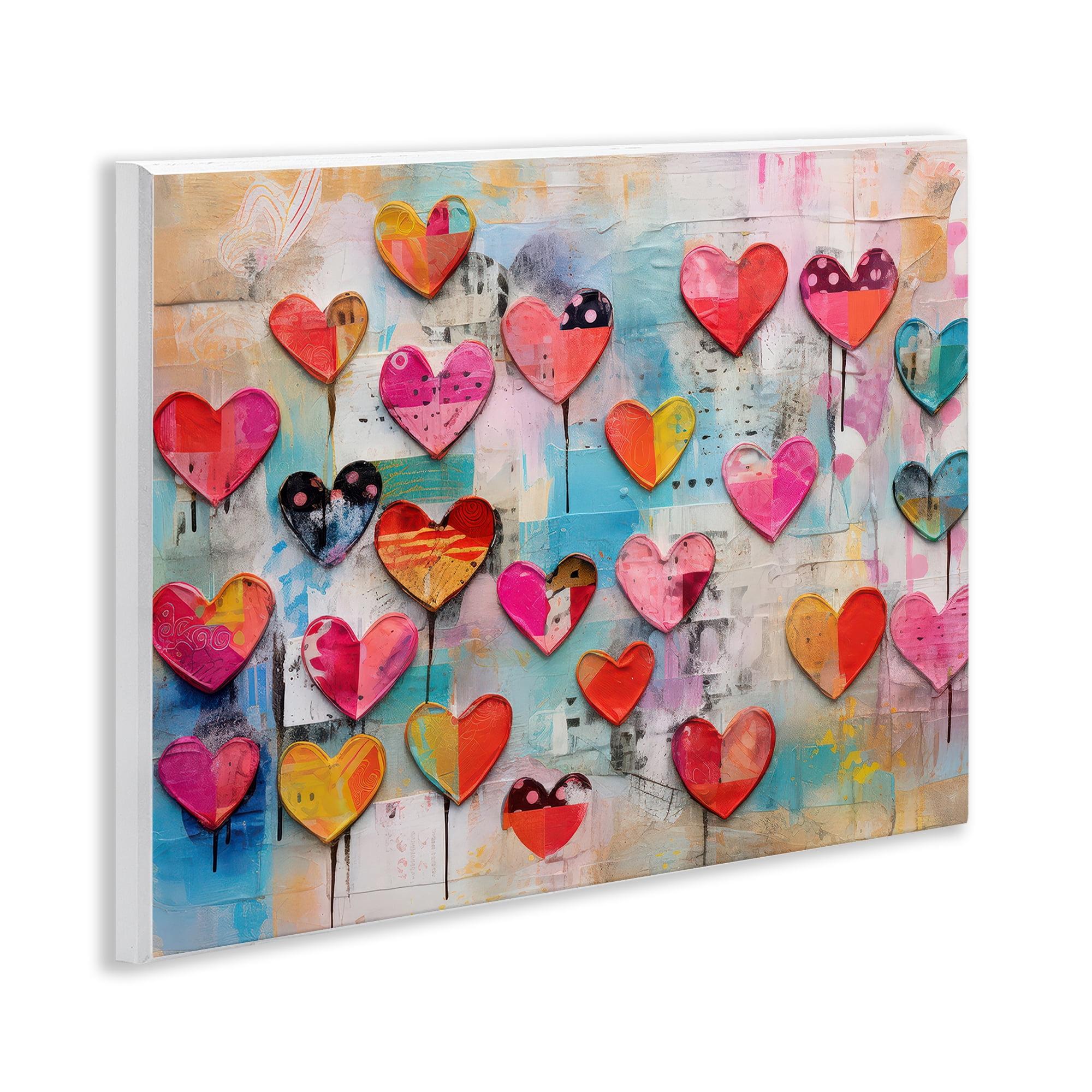 Stupell Industries Playful Urban Hearts Pattern Abstract Painting Unframed Art Print Wall Art, 14 x 11