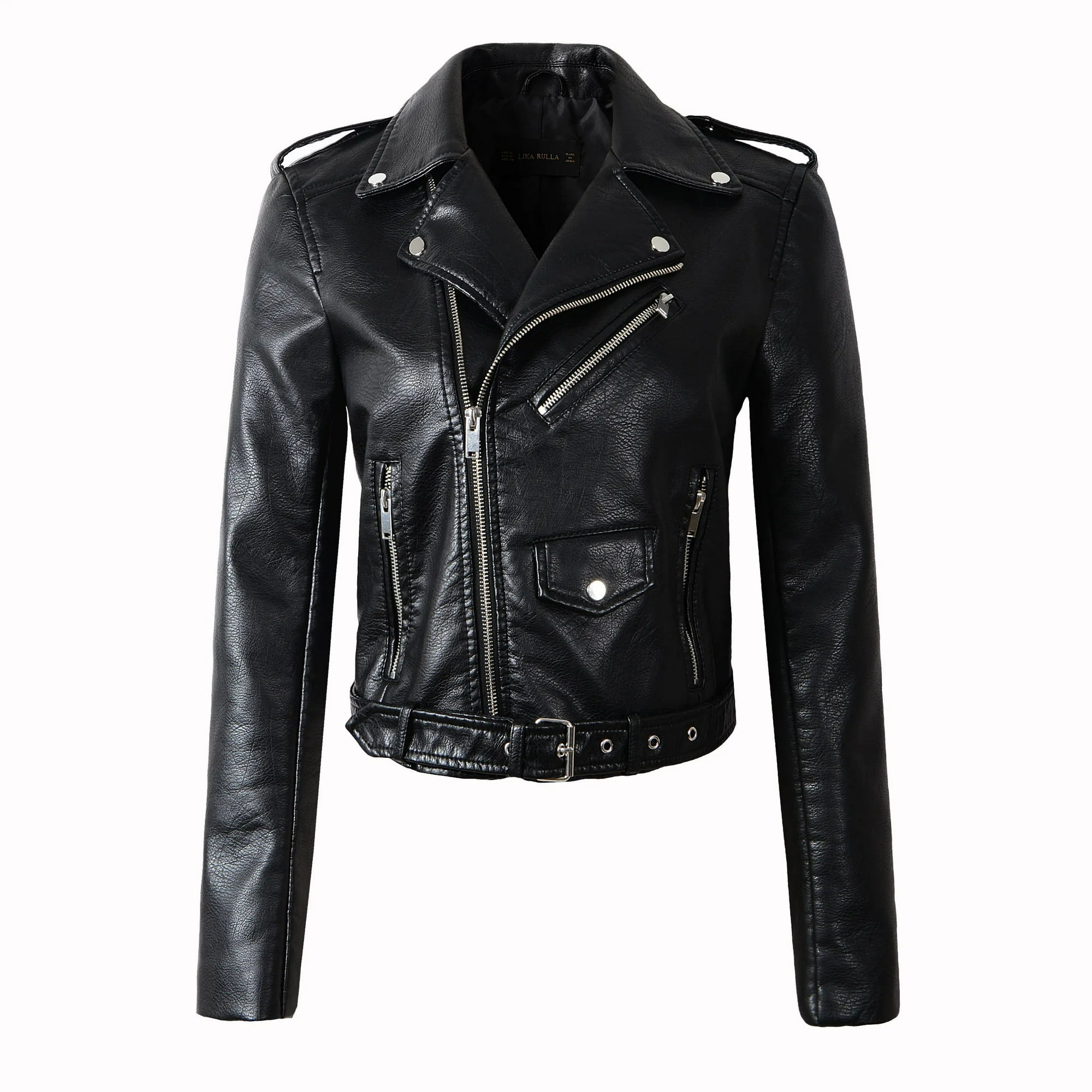 Black pu jacket women's 2025