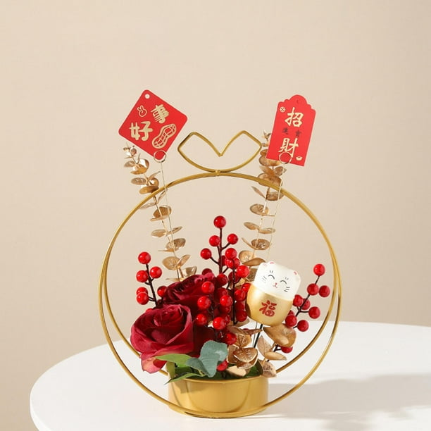 Adorno de Cesta de Estilo Chino, Accesorios para Fotos, Centro de Mesa de Festival, Decoración de Acción de Gracias para Interiores de Bodas Estilo B Baoblaze Cesta China