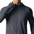 thumbnail image 5 of Mens UPF 50+ Sun Protection Jacket Hooded Long Sleeve Zipper Lightweight Quick Dry Athletic Top with Pockets and Thumb Hole Dark Gray S, 5 of 7
