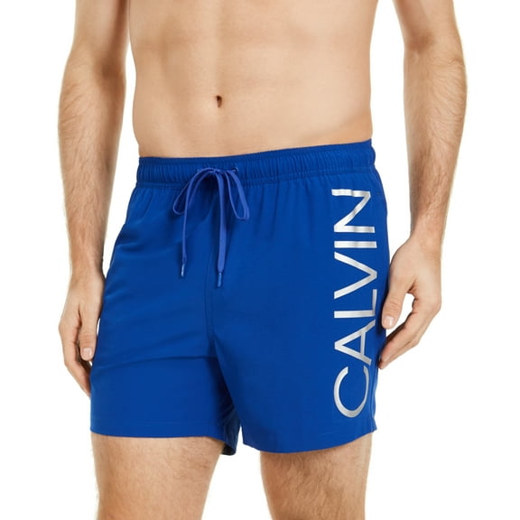 Calvin Klein Mens Euro Stretch Logo 5 1/2" Swim Trunk,Blue,2XL