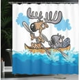 thumbnail image 4 of Ambesonne Moose Shower Curtain, Native Animals Cartoon, 69"Wx70"L, Blue White Brown, 4 of 5