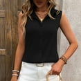 thumbnail image 4 of ALLLIST Womens Tops Summer Black V-Neck Solid Sleeveless Button Ribbed Tank Tops Tank Tops L, 4 of 7