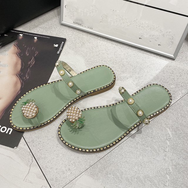 Sandalias de verano para mujer, sandalias de piña para mujer, chanclas con punta de Clip, zapatillas informales bohemias, zapatos de playa Wmkox8yii ytu4990