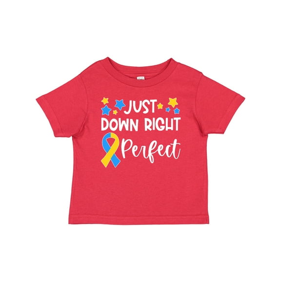 Inktastic Just Down Right Perfect Down Syndrome Awareness Ribbon Boys or Girls Baby T-Shirt