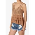 thumbnail image 3 of TheMogan Women's PLUS Cross Strap Smocked Back Crochet Lace Ruffle Peplum Cami Top, 3 of 7