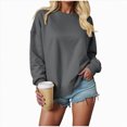 thumbnail image 4 of NOLDARES Womens Oversized Sweatshirts Fleece Sweaters Long Sleeve Crewneck Hoodies Fall Solid Color Drop Shoulder Pullovers,Dark Gray,XL, 4 of 7