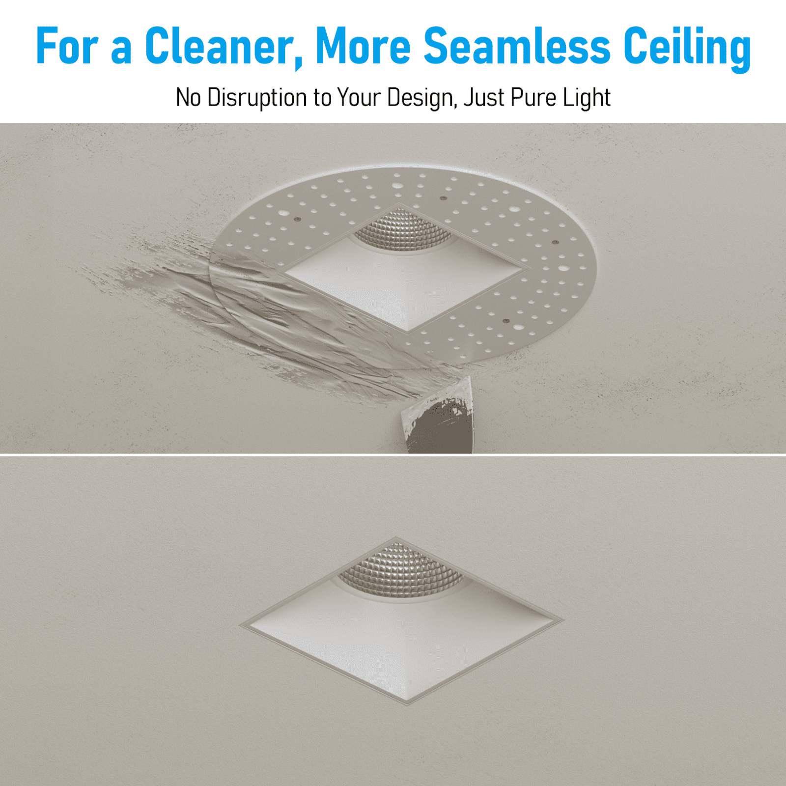 4 Pack 5CCT Square Adjustable Trimless 3-Inch LED Gimbal Recessed Light, 9W 120V Dimmable Ceiling Canless Downlight with J-Box, 2700K/3000K/3500K/4000K/5000K Selectable, White