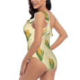 thumbnail image 4 of Salouo Yellow Corn Pattern One Shoulder Ruffled One Piece Swimsuit for Women V Neck Swimwear Tummy Control Bathing Suit-X-Large, 4 of 6