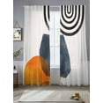 thumbnail image 2 of Bohemian Abstract Sheer Curtains for Living Room Bedroom, Geometric Line Circle Leaves Modern Art Light Filtering Sheer Curtains, Rod Pocket Voile Window Drapes, 2 Panels Set 52"x 84", 2 of 7