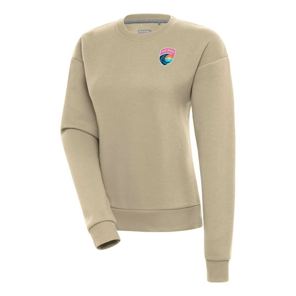 Women's Antigua Khaki San Diego Wave FC Victory Crewneck Pullover Sweatshirt
