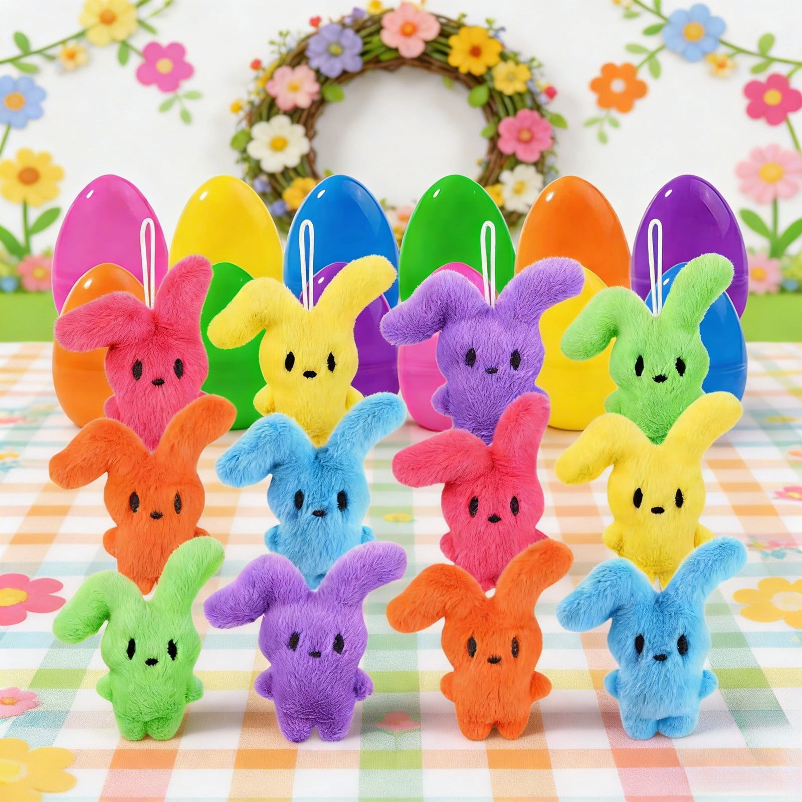 XIAHAO 12PCS Cute Bunny Plush Toys,Easter Basket Stuffers Toys for Kids,Bunny Stuffed Animals,Easter Party Favors Gift for Girls Boys