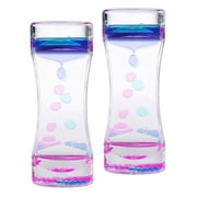 2PCS Two Color Timer Sandglass Creative Waist Shape Oil Hourglass Liquid Motion Bubble Desk Toys Gifts Decoration (Blue, Rosy)