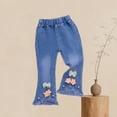 thumbnail image 6 of Auroural Toddler Girl Pants Children's Jeans Girls' Nail Bead Elastic Flared Pants Children's Patch Denim Pants Light Blue 6-12 Months, 6 of 6