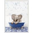 thumbnail image 5 of Kate and Laurel Baby Elephant No6 in Eclectic Blue Bath Framed Canvas Wall Art by Amy Peterson 18 x 24 Sylvie Beaded White, Whimsical, Animals Art for Wall Decor, Living Room, Bedroom, 5 of 8