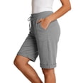 thumbnail image 2 of CHEEREAM Sweat Shorts for Womens Athletic Lounge Elastic Waisted Bottom Workout Sports Above KneePockets Shorts, 2 of 5