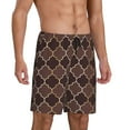 thumbnail image 2 of Wukai Brown Gold Grid Men’s Short Pajama Pants With Pockets Soft Sleep Pj Shorts for Men-XX-Large, 2 of 6
