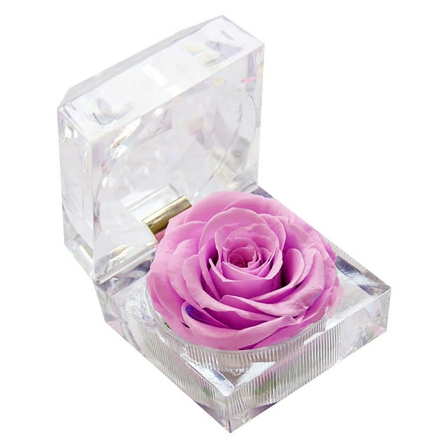 YOPTOP Bague Boîte Fiançailles Roses Éternelles Cadeaux de la Saint-Valentin Boîte à Bague Fleur Préservée pour Cadeaux de la Saint-Valentin, Taille Unique