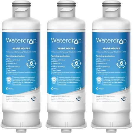 

（3）Waterdrop DA97-17376B Refrigerator Water Filter NSF Certified Replacement for Samsung HAF-QIN DA97-08006C HAF-QIN/EXP RF23M8070SG/AA RF23M8090SR/AA RF23M8960MT/AA