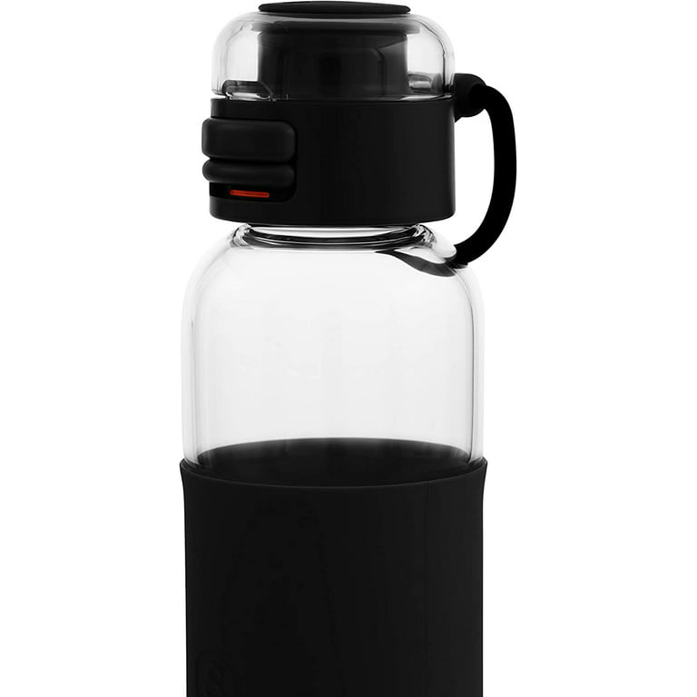 Soma 17oz (500ml) Glass Sport Water Bottle with Silicone Sleeve and 1-Hand  Flip Top Lid - Black