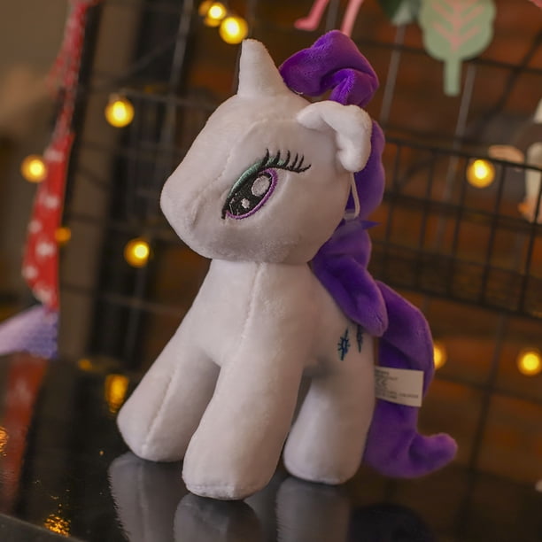 Juguete de peluche de 23 cm de alto, diseño de animales de dibujos animados, suave, de algodón PP, adorable, con forma de caballo, color blanco.