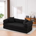 thumbnail image 4 of Leumius 4‑in‑1 Futon Sofa Bed,Modular Corduroy Sofa Couch with Fixed-Shape Frame & Removable Armrests,Folding Mattress Couch for Living Room, Office, Apartment,Black, 4 of 7
