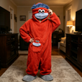 thumbnail image 4 of Monster Onesie Animal Pajamas Cosplay Costume with Slippers, Big Eyes Wide Mouth Monster Jumpsuit, Funny Character Outfit, Halloween Costume for Couples, Parties and Lounging, and Events, Red:XXL, 4 of 5