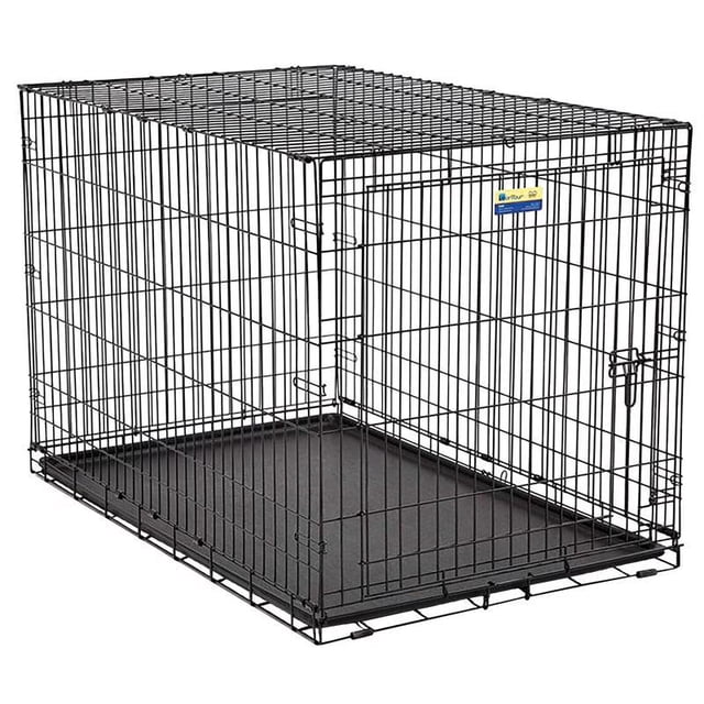 Jaula para perros Pet Essentials, tamaño mediano, acero negro, 66 x 61 x 91 cm