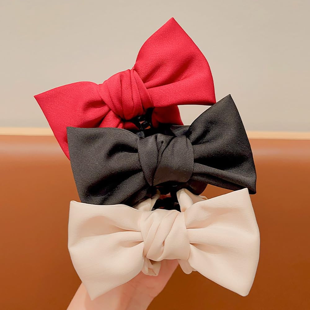 Elegant Bow Hair Claw Clip Satin Bows Claw Clips for Women White Bow Clips Hair Accessory Perfect for Formal Occasions Everyday Elegance for Girls with Long Thick Hair for all types 1pc