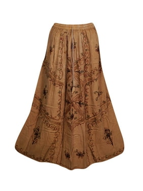 Mogul Sunny Long Skirt Summer Fun Gypsy Hippie Chic Boho A-Line Embroidered Skirts