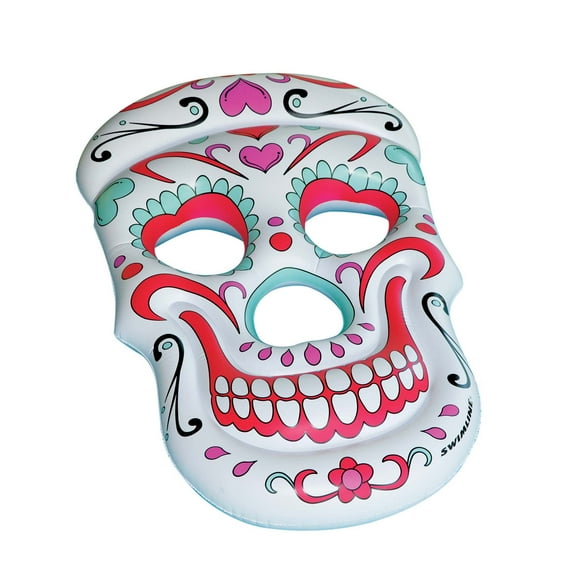 Swimline Giant Inflatable 62-Inch Sugar Skull Swimming Pool Island Raft