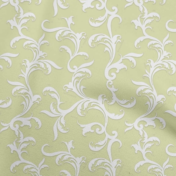 oneOone Cotton Cambric Lime Fabric Asian Baroque Craft Projects Decor Fabric Printed By The Yard 56 Inch Wide