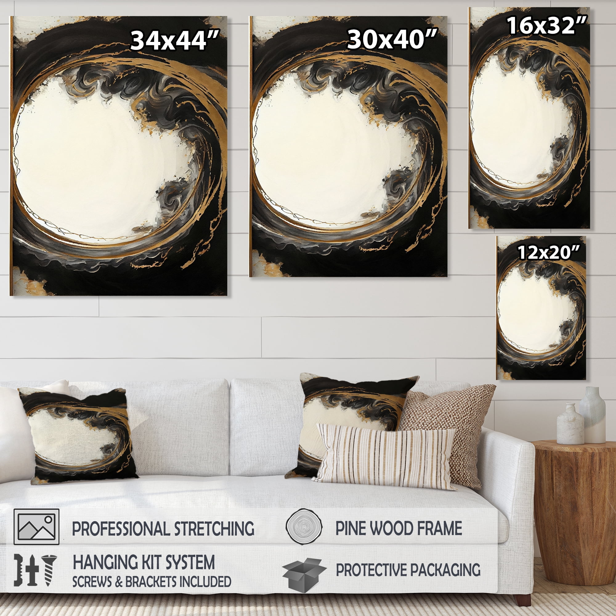 Designart Gold Glamour Wave II Canvas Wall Art