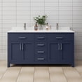 thumbnail image 2 of Wyndham Collection Beckett 66" Wood Double Bathroom Vanity in Dark Blue/Nickel, 2 of 6