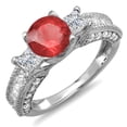 thumbnail image 1 of Dazzlingrock Collection 14k Ruby & White Diamond Ladies 3 Stone Engagement Bridal Ring, White Gold, Size 6, 1 of 1
