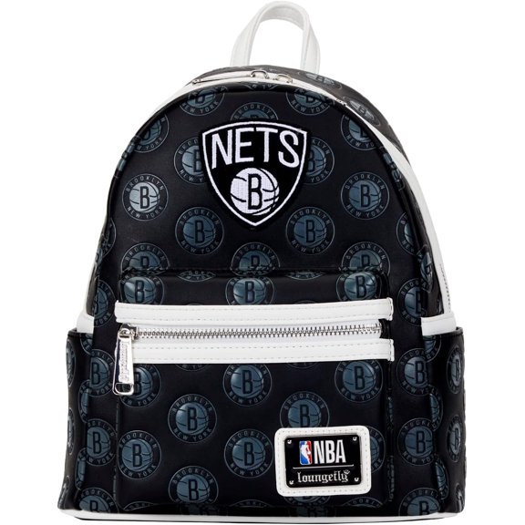 Loungefly: NBA Brooklyn Nets Logo Mini Backpack Stylish, Compact Design with Iconic Team Branding