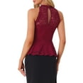 thumbnail image 3 of INSPIRE CHIC Lace Peplum Top for Women's Elegant Sweetheart Neck Sleeveless Tops XL Burgundy, 3 of 6