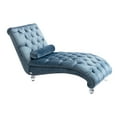 thumbnail image 4 of Velvet Chaise In Blue, S-shaped Ergonomic For Comfort, Thick Sponge Filled, Wood Frame & Acrylic Feet, Living Room Bedroom Office Lounge, S-shape Foam Padding, And With Pillow, Use, 4 of 6