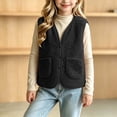 thumbnail image 3 of LIaqionyy Girls Fleece Vest V Neck Sleeveless Outerwear Kids Casual Lightweight Button down Sherpa Waistcoat with Pocket, 3 of 8