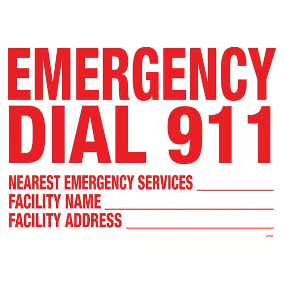 Poolmaster "Dial 911 Facility Info" sign for Residential or Commercial Swimming Pools and Spas