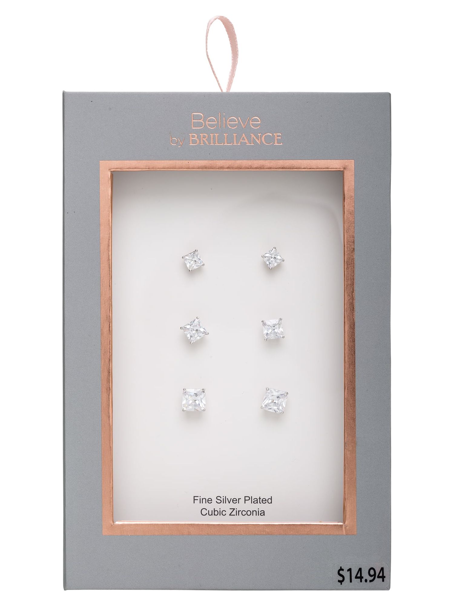 Believe by Brilliance Women's Silver Plated Cubic Zirconia Earrings photo 5