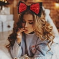 thumbnail image 3 of Christmas Bow Headbands Gold Sequins Bow Hairband Xmas Hair Band Bow Christmas Headbands Glitter Bowknot Headwear Hair Accessories for Women and Girls, 3 of 4